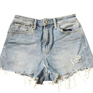 MAVI JEANS Distressed Jean Shorts With Raw Hem & Pockets Indigo Jean Blue Sz 27
